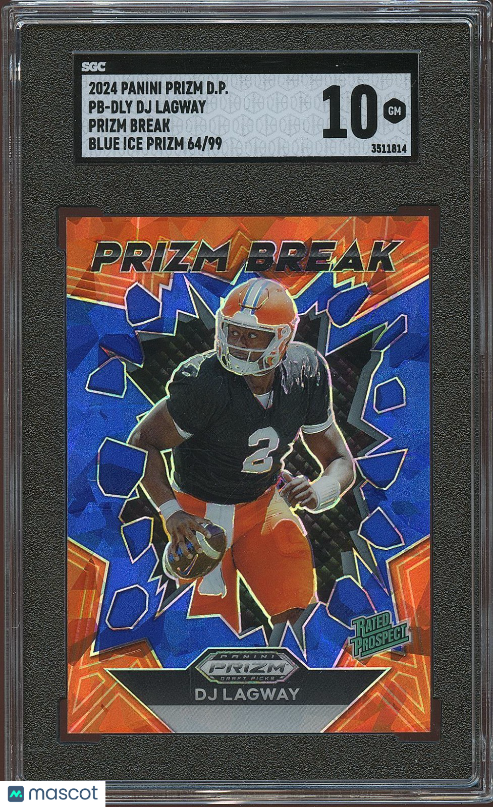 DJ Lagway 2024 Prizm Draft Blue Ice Rookie RC Florida Gators 64/99 SGC 10