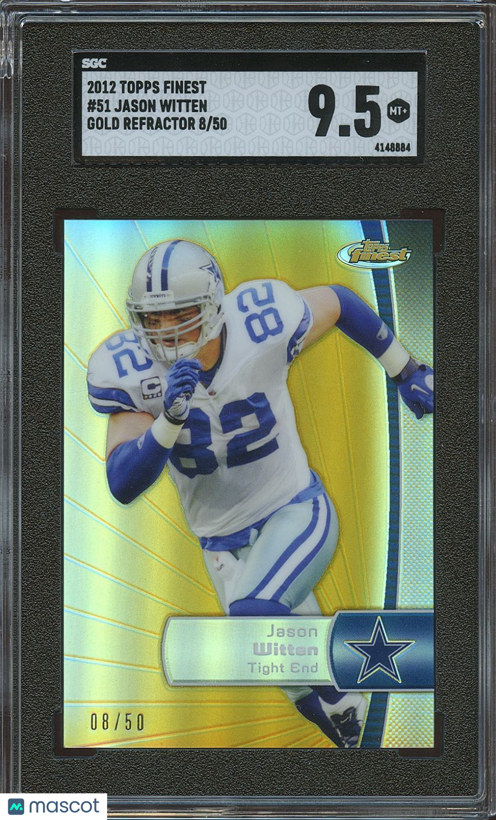 Jason Witten 2012 Topps Finest GOLD Refractor Dallas Cowboys 8/50 SGC 9.5