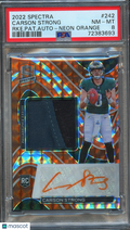 Carson Strong 2022 Spectra Auto Autograph Orange Patch RC Eagles 7/15 PSA 8