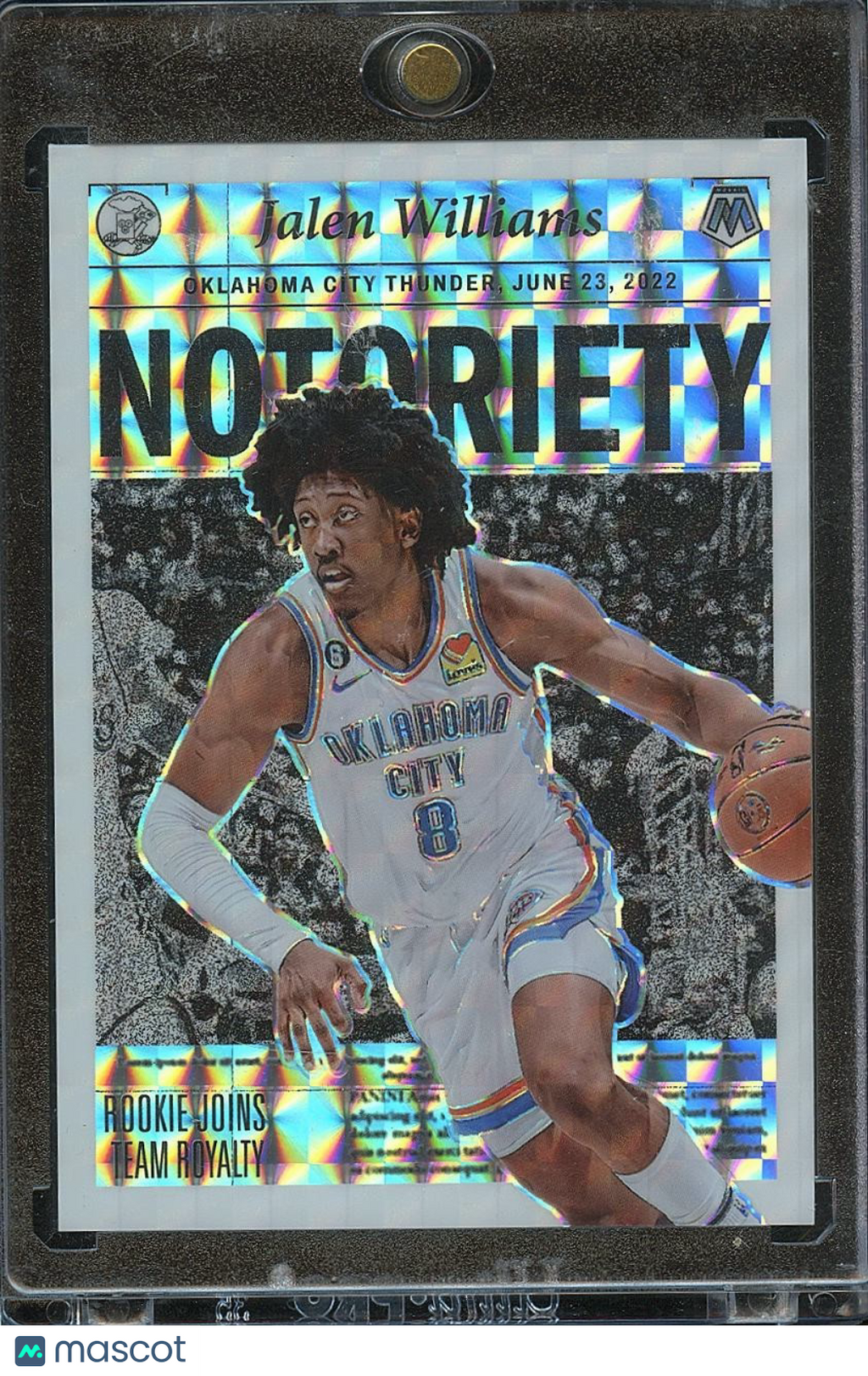Jalen Williams 2022-23 Mosaic Notoriety White Rookie RC JERSEY NUMBER 8/25 OKC