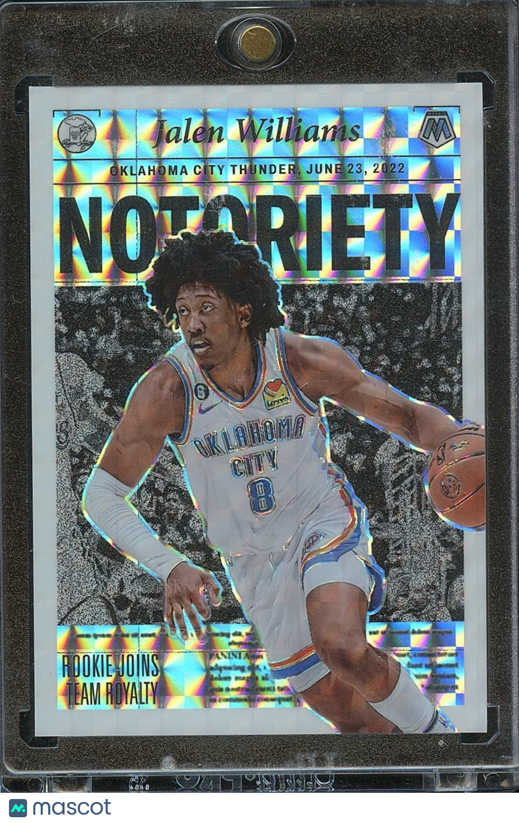Jalen Williams 2022-23 Mosaic Notoriety White Rookie RC JERSEY NUMBER 8/25 OKC