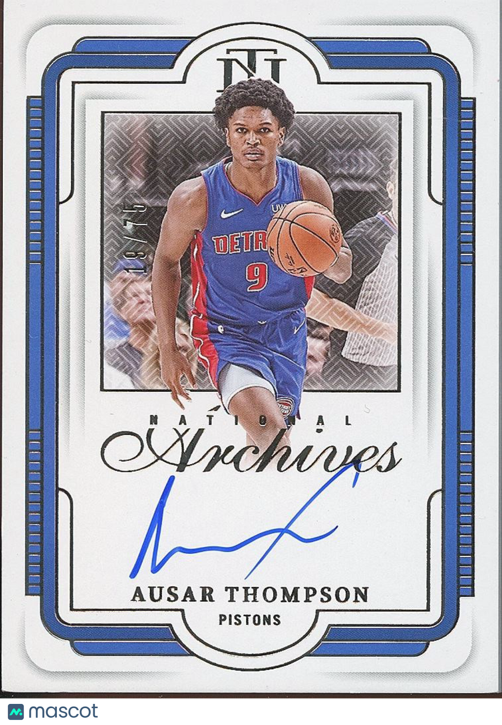 Ausar Thompson 2024-25 National Treasures Auto Autograph Detroit Pistons 19/75