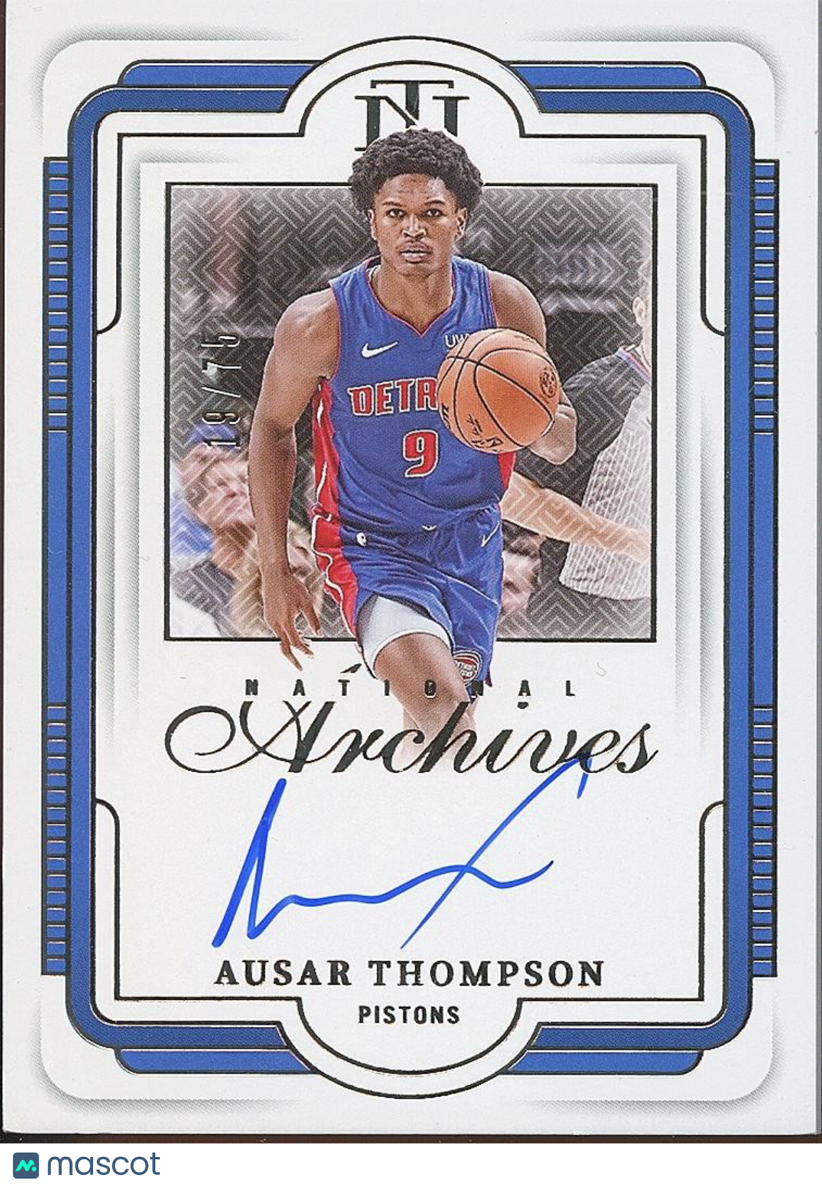 Ausar Thompson 2024-25 National Treasures Auto Autograph Detroit Pistons 19/75