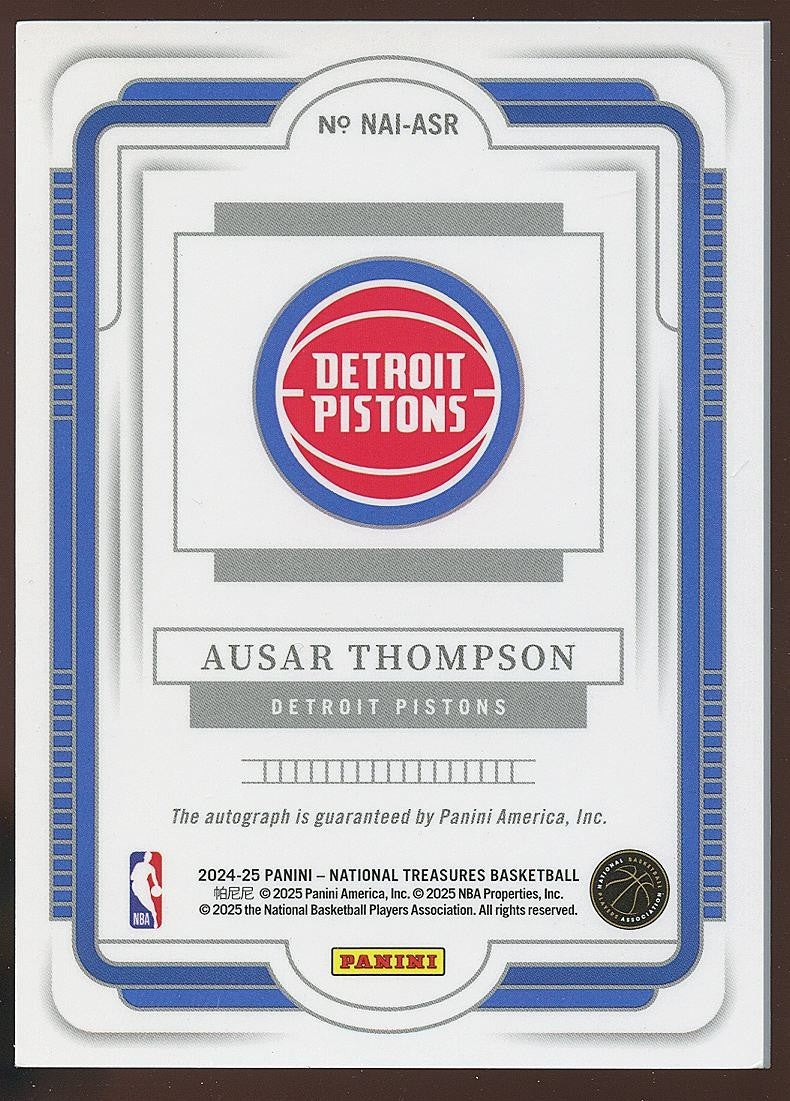 Ausar Thompson 2024-25 National Treasures Auto Autograph Detroit Pistons 19/75