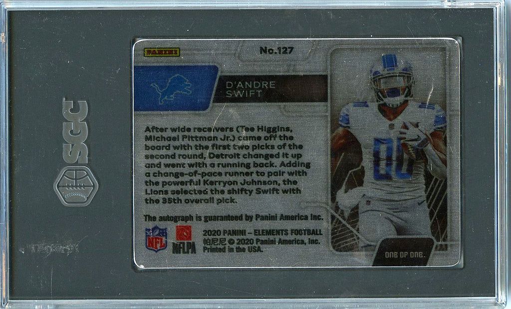 D'Andre Swift 2020 Elements Hydrogen Auto Autograph RC Detroit Lions 1/1 SGC 8.5