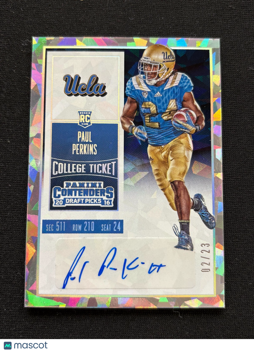 Paul Perkins 2016 Contenders Cracked Ice Auto Autograph RC UCLA Giants 2/23