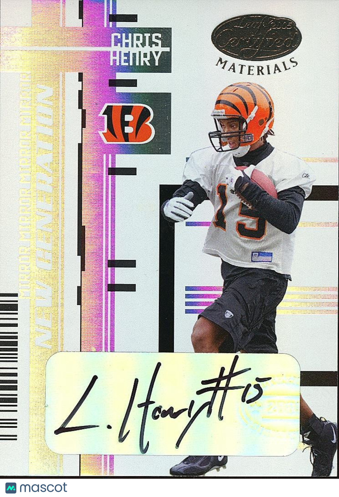 Chris Henry 2005 Certified Auto Autograph RC Rookie Cincinnati Bengals 69/100