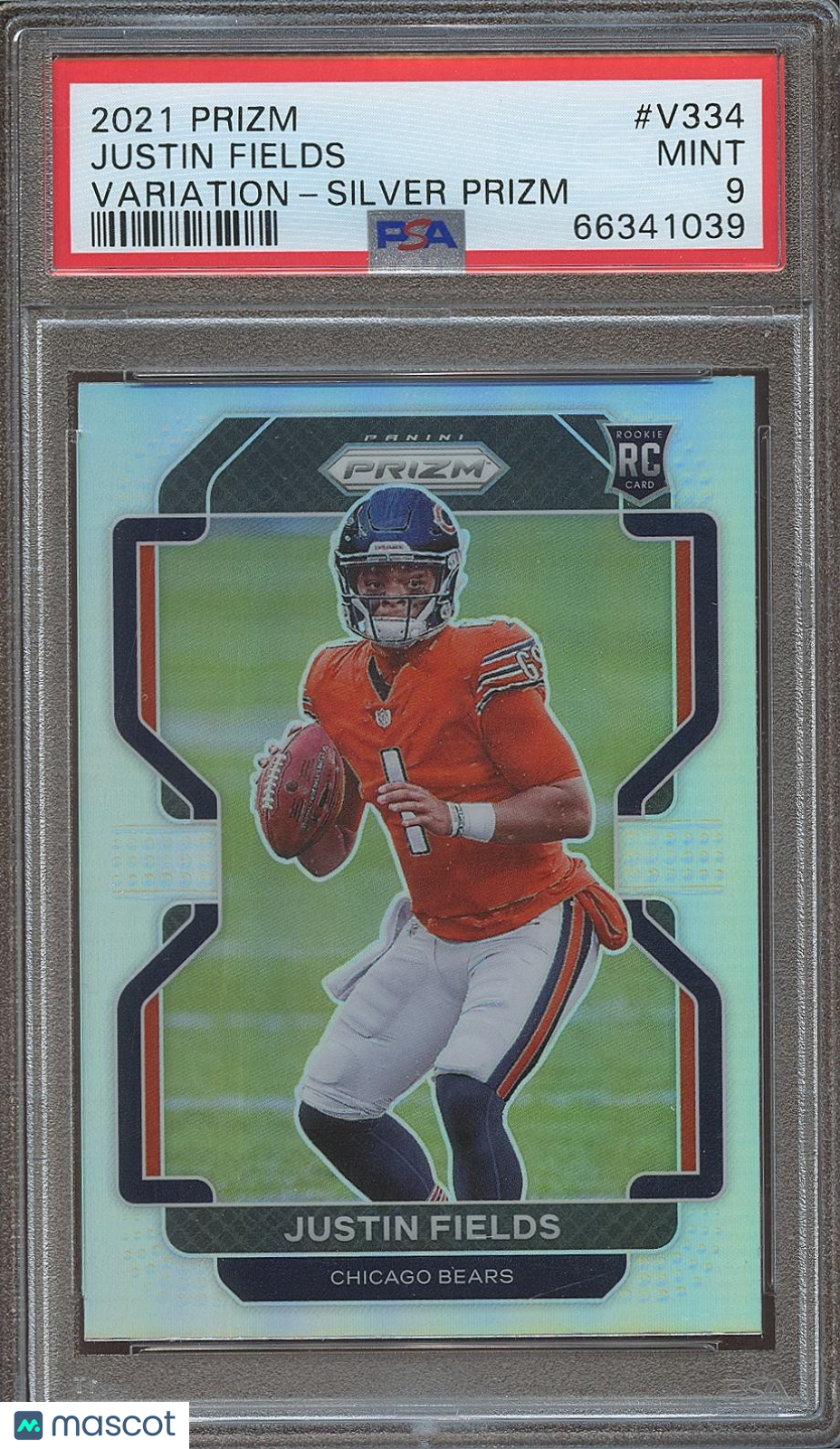Justin Fields 2021 Prizm Silver Variation Silver Prizm RC Rookie Bears PSA 9