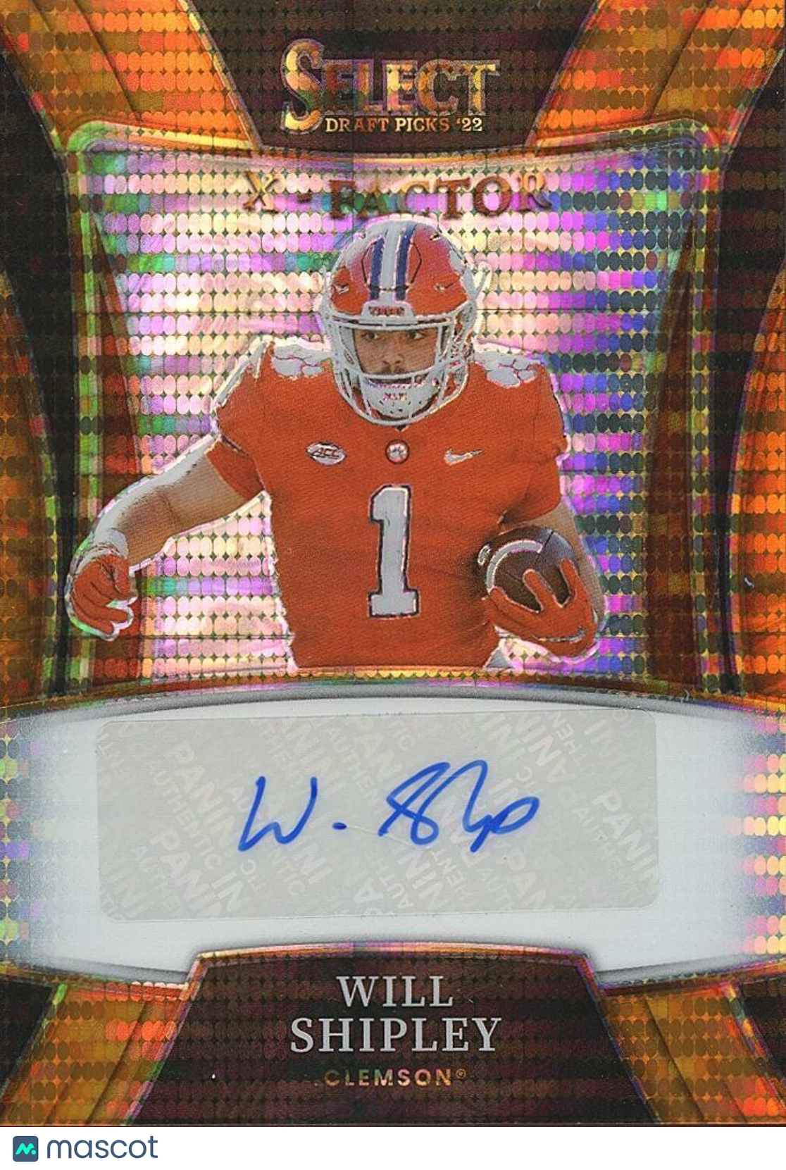 Will Shipley 2022 Select Orange Pulsar Auto Autograph RC Clemson Eagles 28/30
