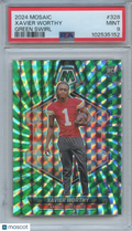 Xavier Worthy 2024 Mosaic Green Swirl SSP Rookie RC KC Chiefs 4/13 PSA 9