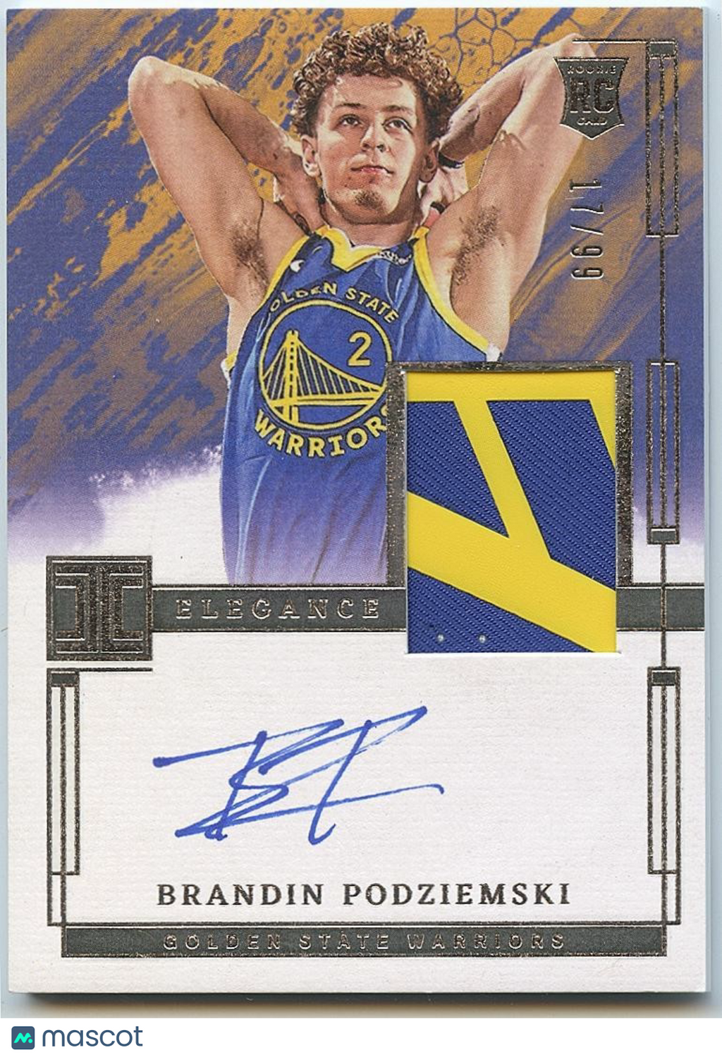 Brandin Podziemski 2023-24 Impeccable Auto Autograph Patch RC Warriors 17/99