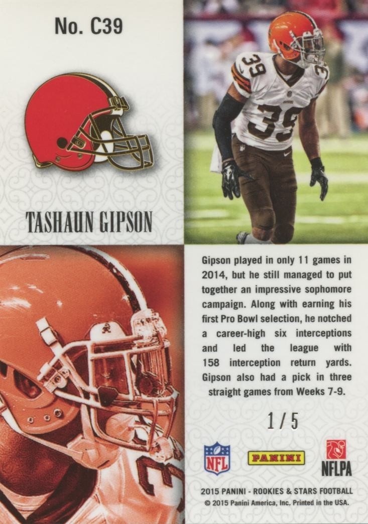 Tashaun Gipson 2015 Crusade Emerald Green Prizm SSP Cleveland Browns 1/5