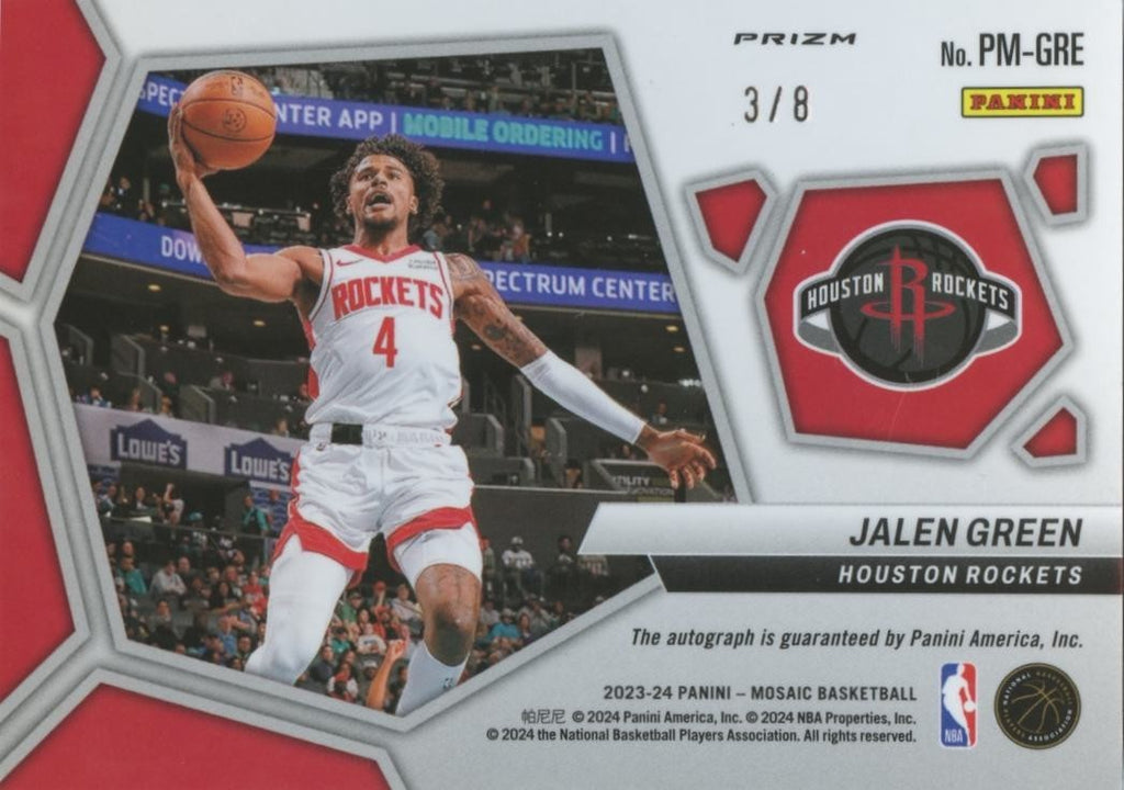 Jalen Green 2023-24 Mosaic Black Gold SSP Auto Autograph Houston Rockets 3/8