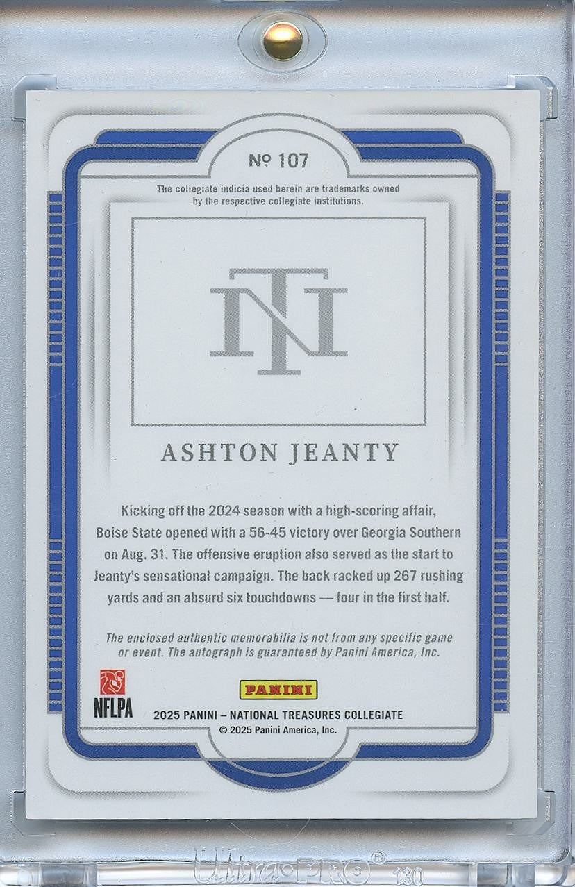 Ashton Jeanty 2025 National Treasures Auto Autograph Patch RC 1/1 Boise State