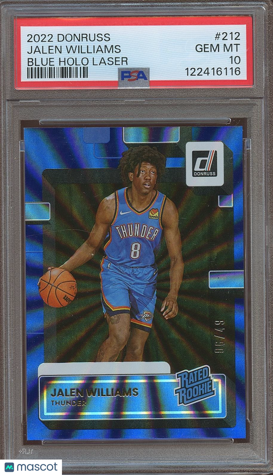 Jalen Williams 2022-23 Donruss Rated Rookie Blue RC OKC Thunder 6/49 PSA 10