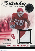 Adrian Peterson 2007 Press Pass Game Worn Jersey Patch RC Oklahoma Sooners 3/10