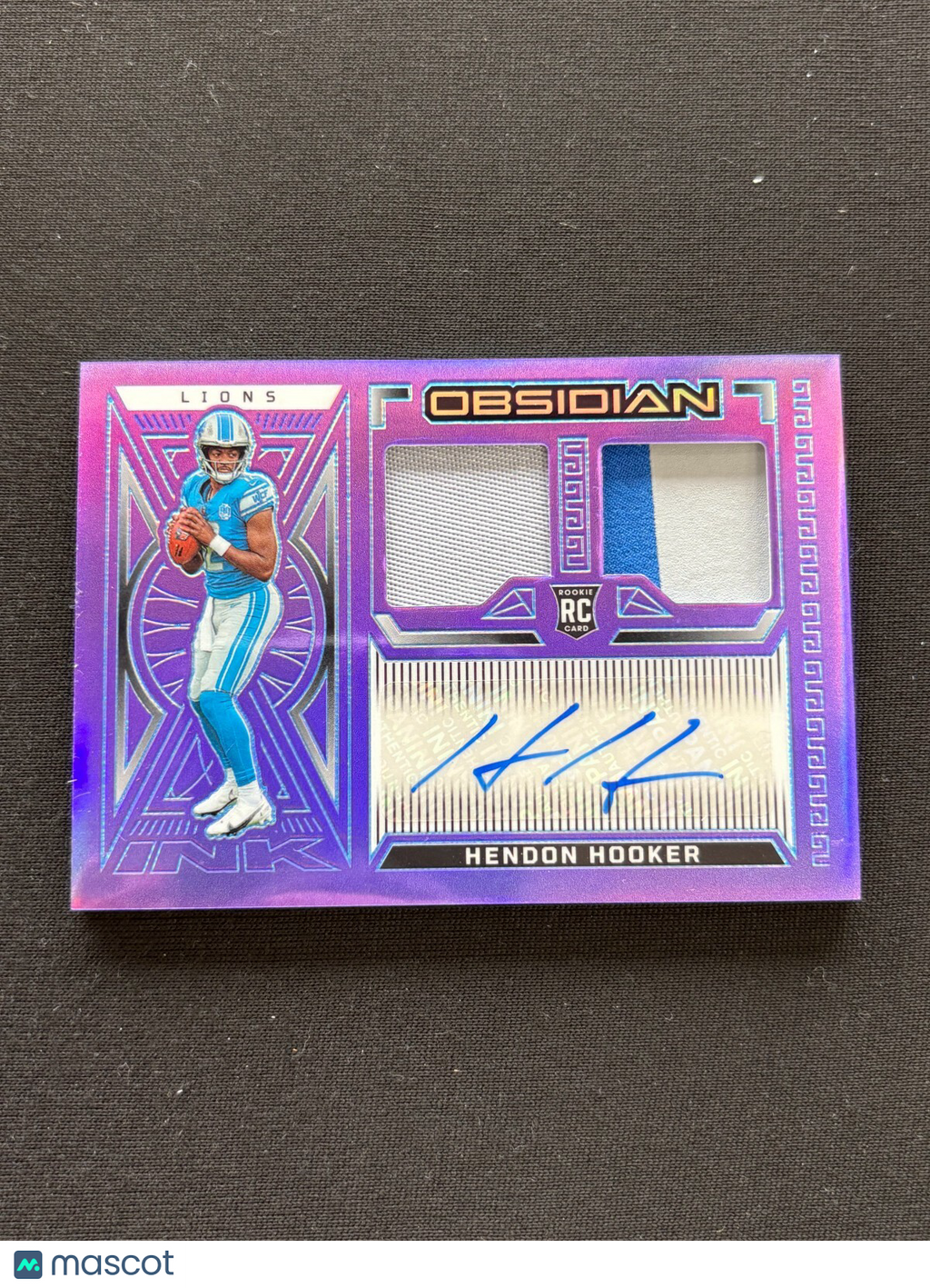 Hendon Hooker 2023 Obsidian Auto Autograph Purple Patch RC Detroit Lions 27/30