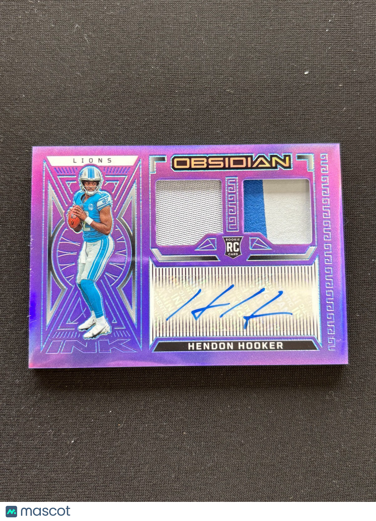 Hendon Hooker 2023 Obsidian Auto Autograph Purple Patch RC Detroit Lions 27/30