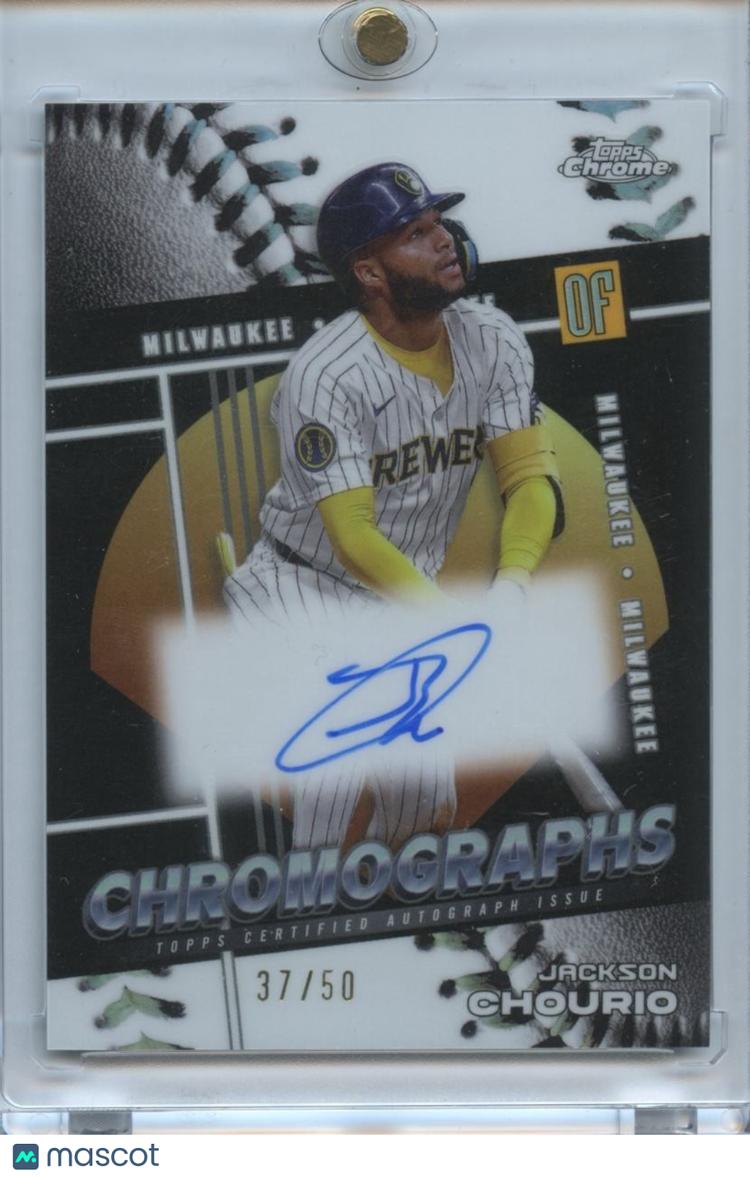 Jackson Chourio 2025 Topps Chrome Auto Autograph Milwaukee Brewers 37/50