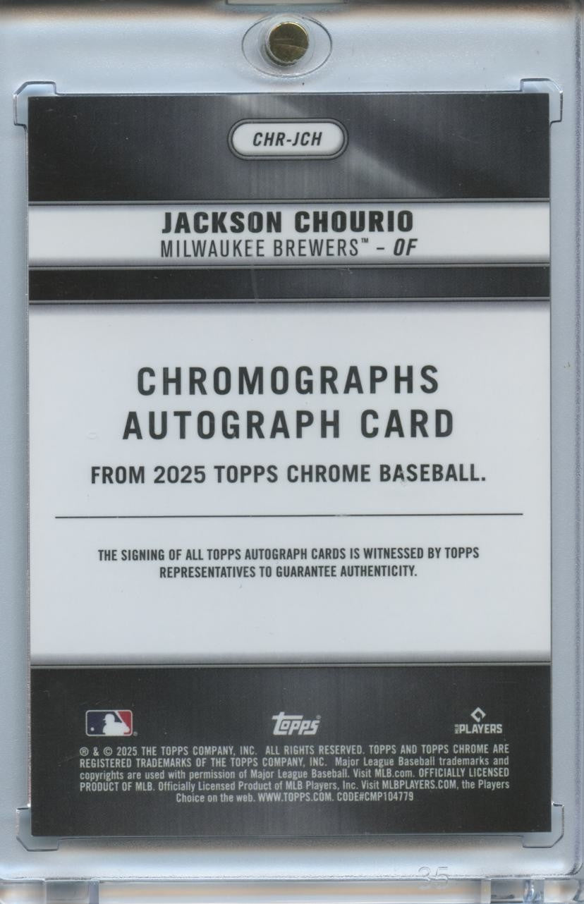Jackson Chourio 2025 Topps Chrome Auto Autograph Milwaukee Brewers 37/50