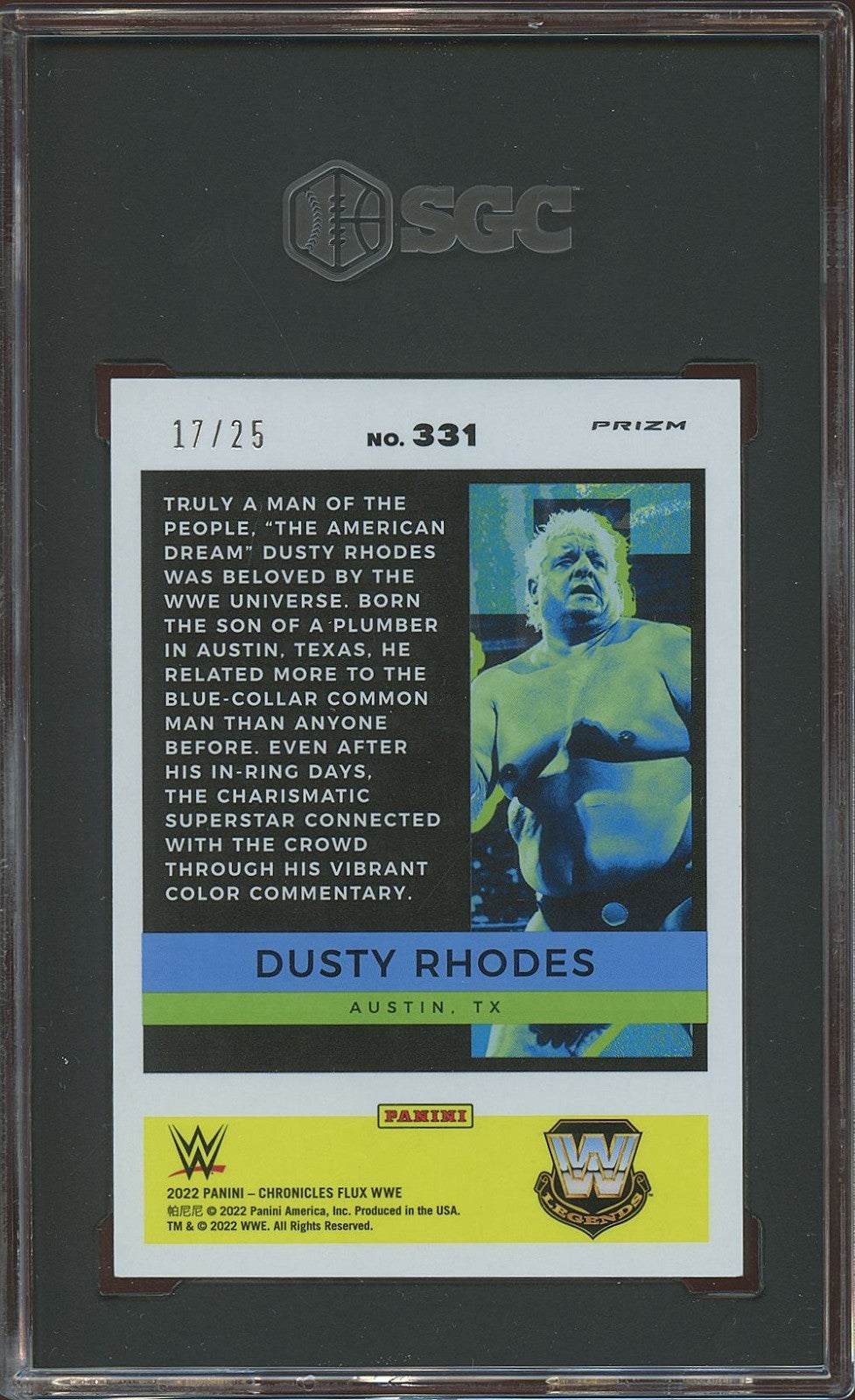 Dusty Rhodes 2022 Chronicles Flux Green Prizm 17/25 #331 WWE Wrestling SGC 9
