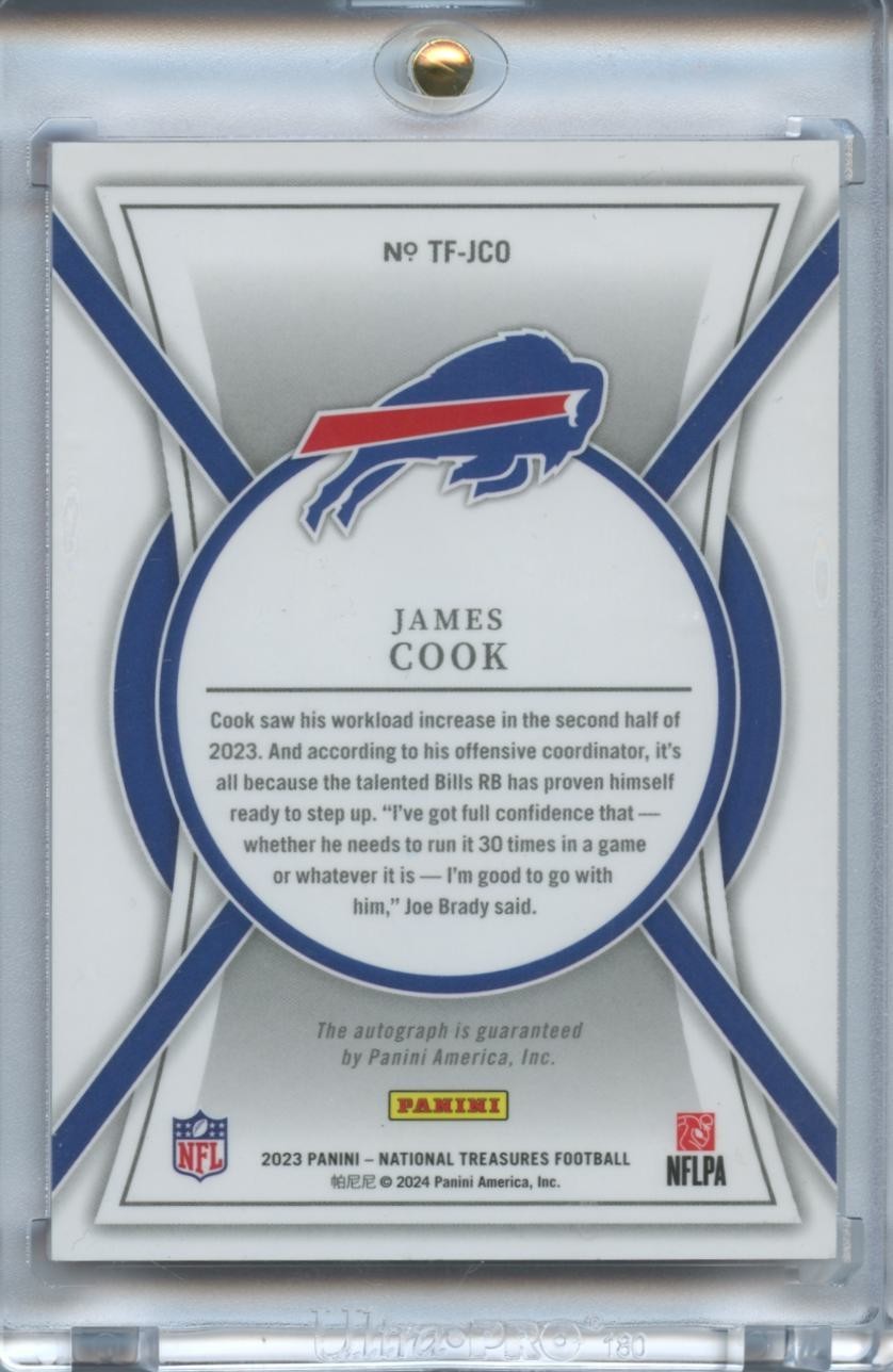 James Cook 2023 National Treasures On Card Auto Autograph Buffalo Bills 1/5