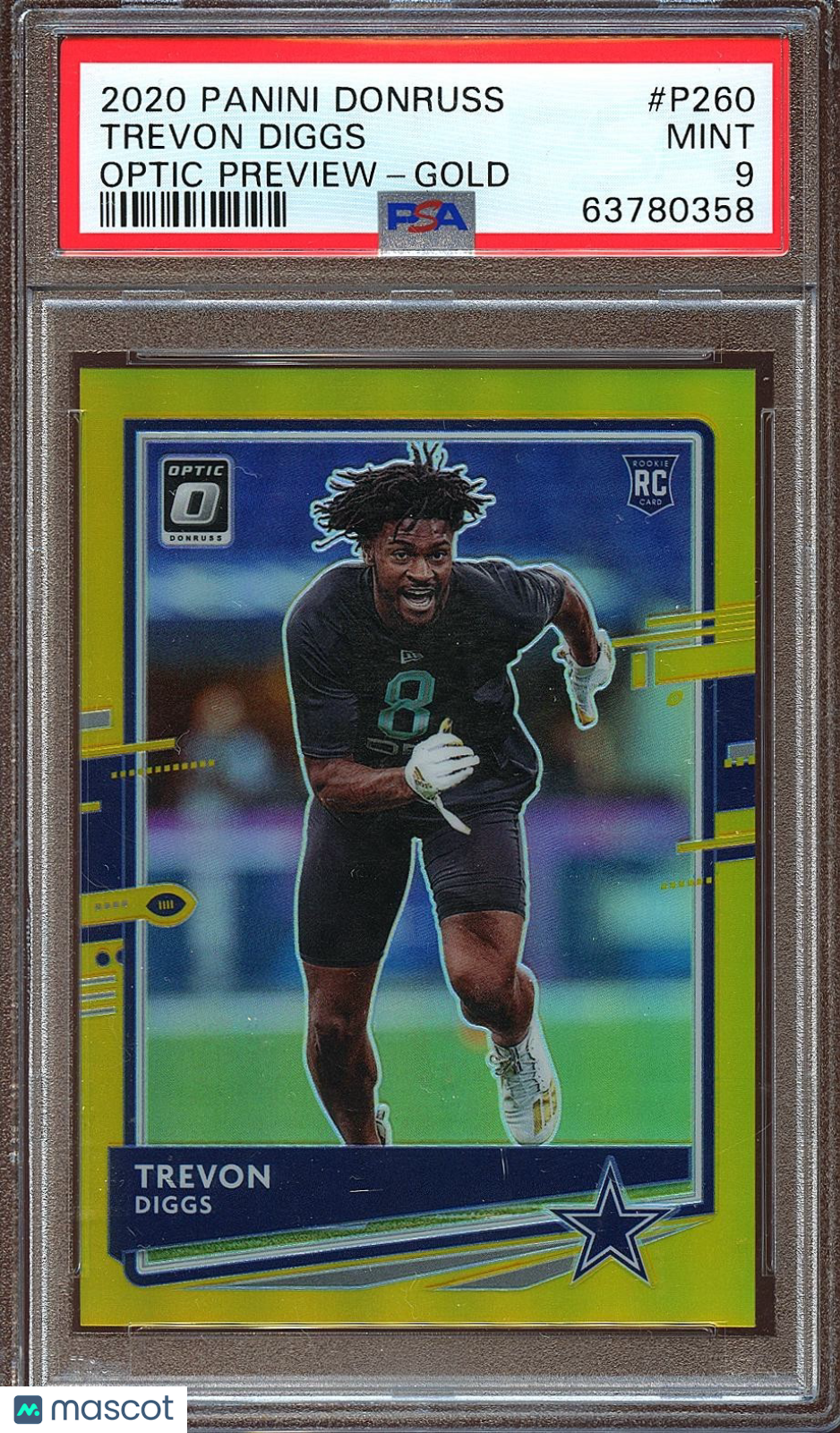 Trevon Diggs 2020 Optic GOLD Prizm Rookie RC Dallas Cowboys 1/10 PSA 9