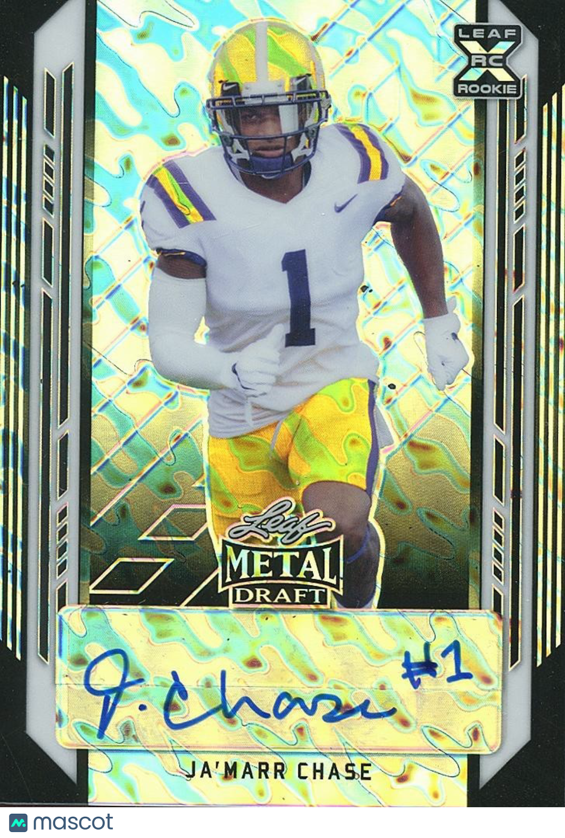 Ja'Marr Chase 2021 Leaf Metal Auto Autograph RC Rookie LSU Tigers Bengals 3/15