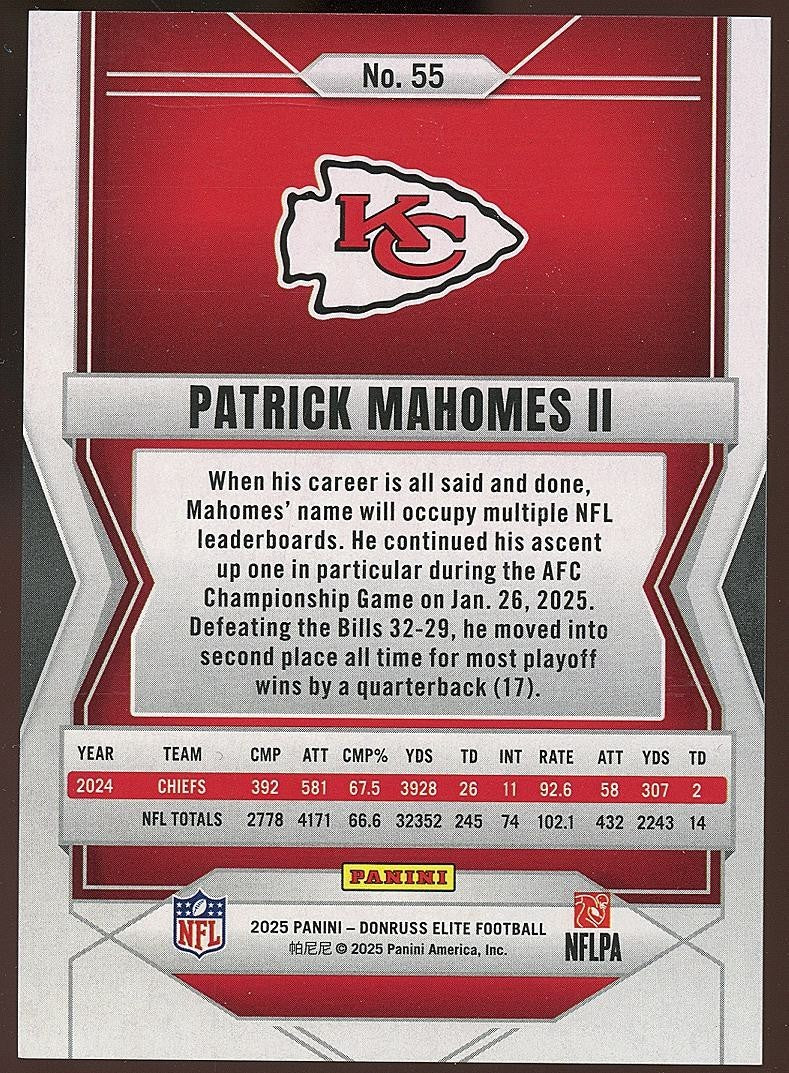 Patrick Mahomes II 2025 Elite Razzle Dazzle SSP CASE HIT Kansas City Chiefs #55