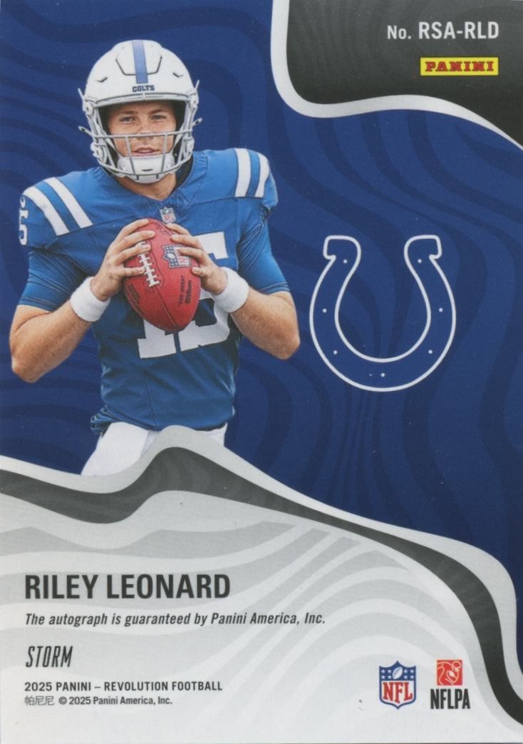 Riley Leonard 2025 Revolution Storm Auto Autograph RC Rookie Indianapolis Colts