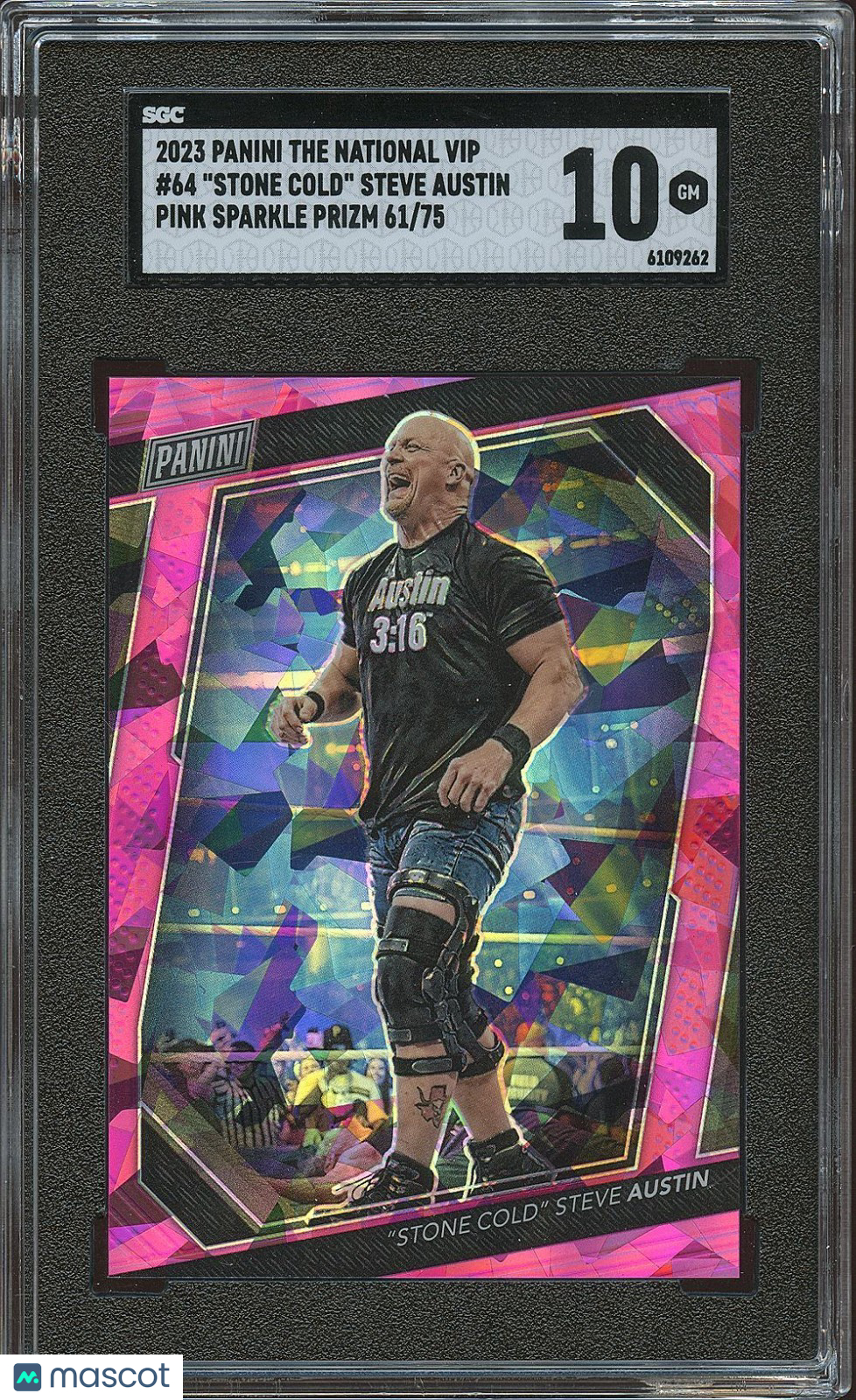 Stone Cold Steve Austin 2023 Panini The National Pink Ice Prizm 61/75 WW SGC 10