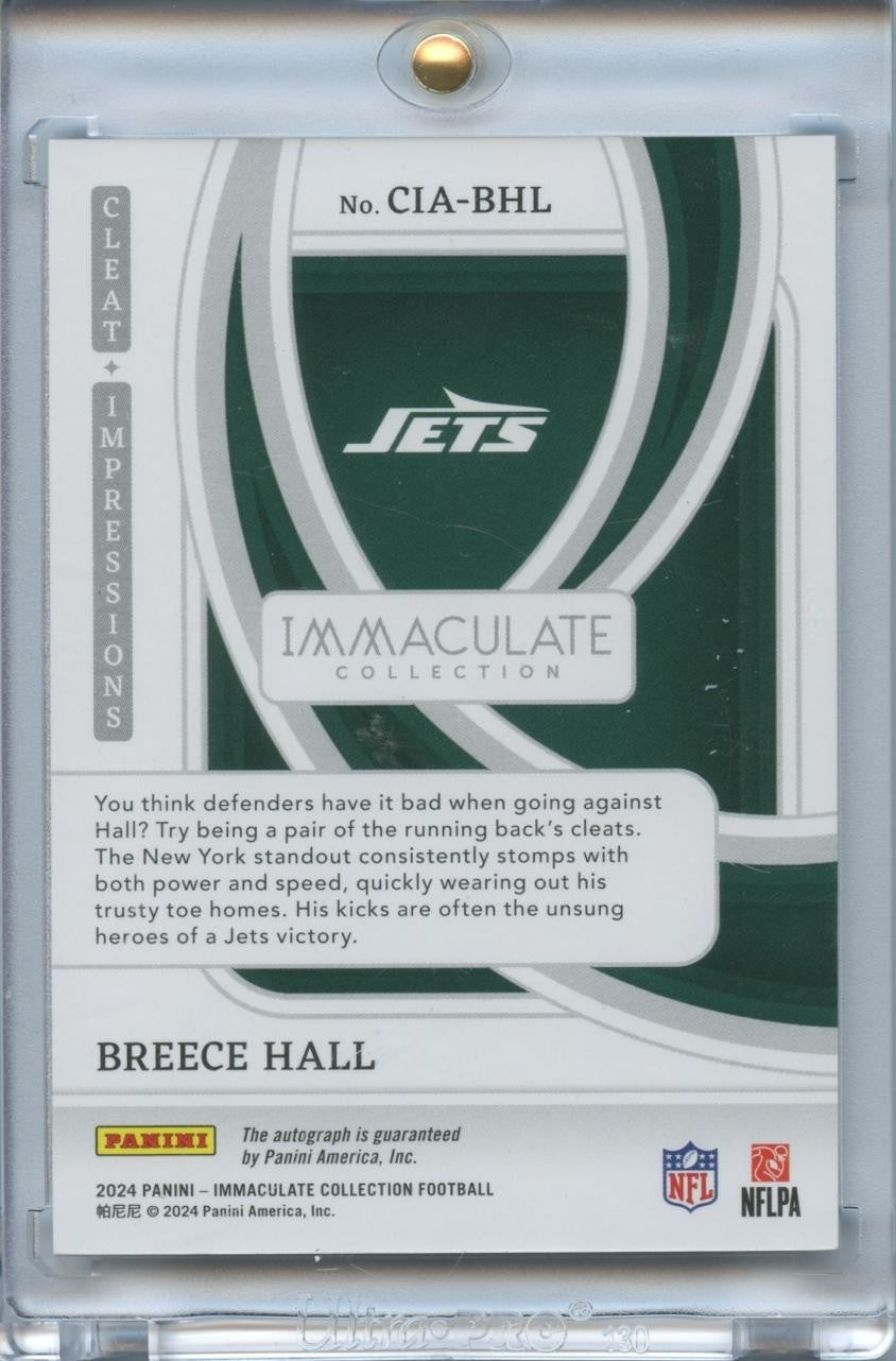 Breece Hall 2024 Immaculate On Card Auto Autograph Cleat New York Jets 7/25