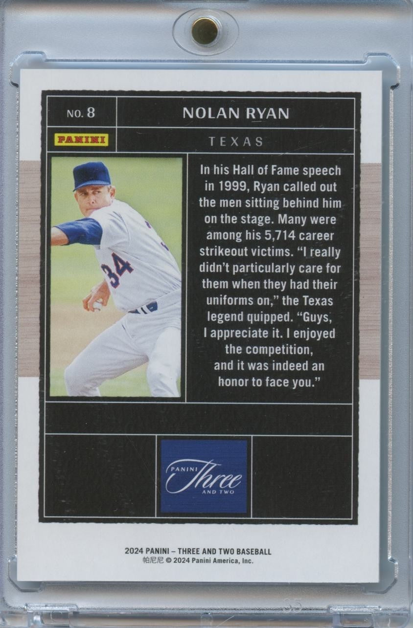 Nolan Ryan 2024 Panini Three And Two Blue SSP Texas Rangers 2/15 #8