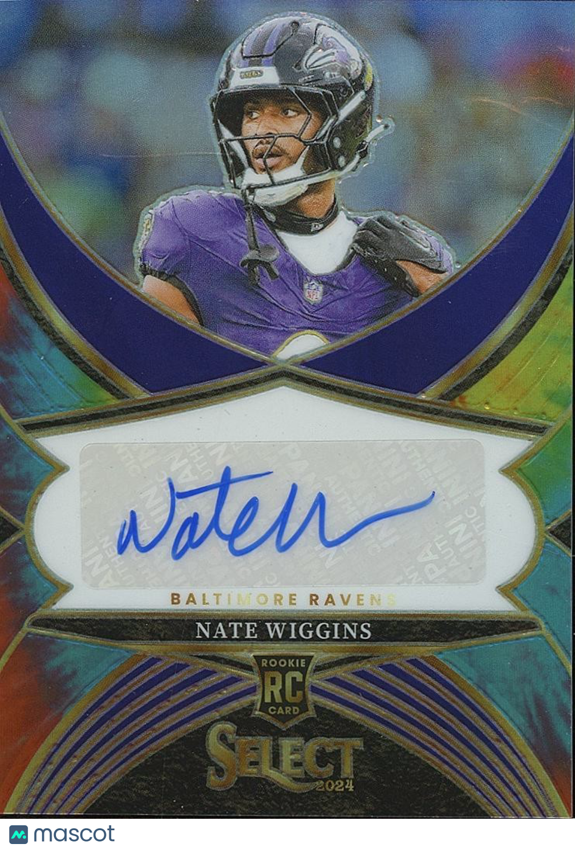 Nate Wiggins 2024 Select Tie-Dye Auto Autograph RC Baltimore Ravens 25/25