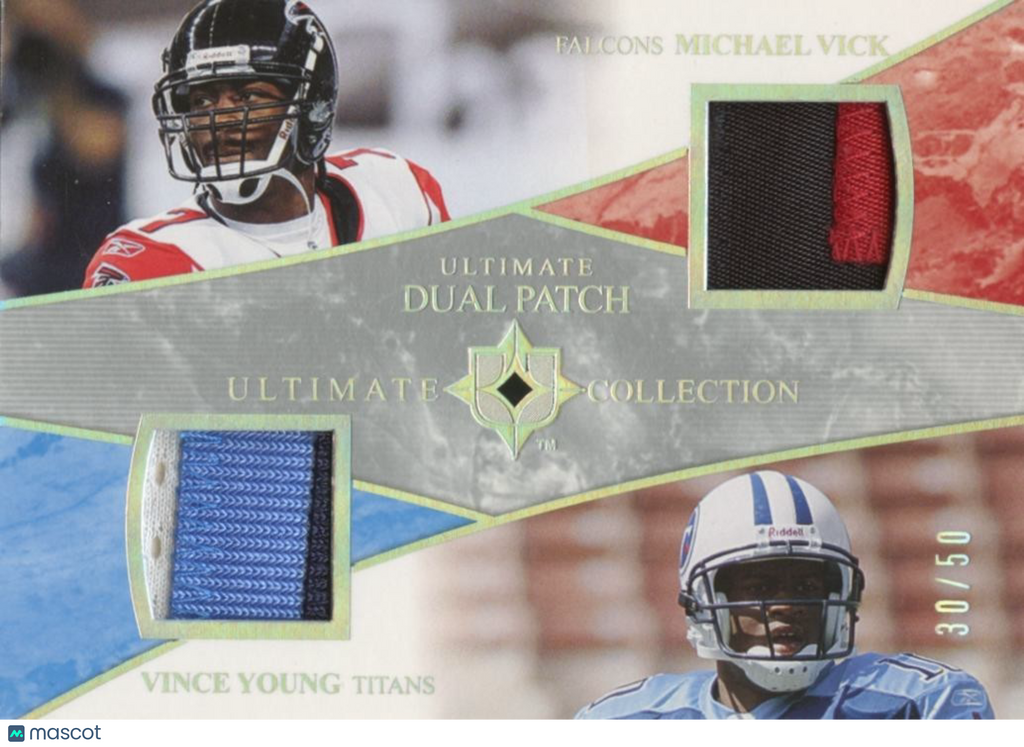 Vince Young / Michael Vick 2006 Ulitimate Dual Jersey Patch Titans Falcons 30/50