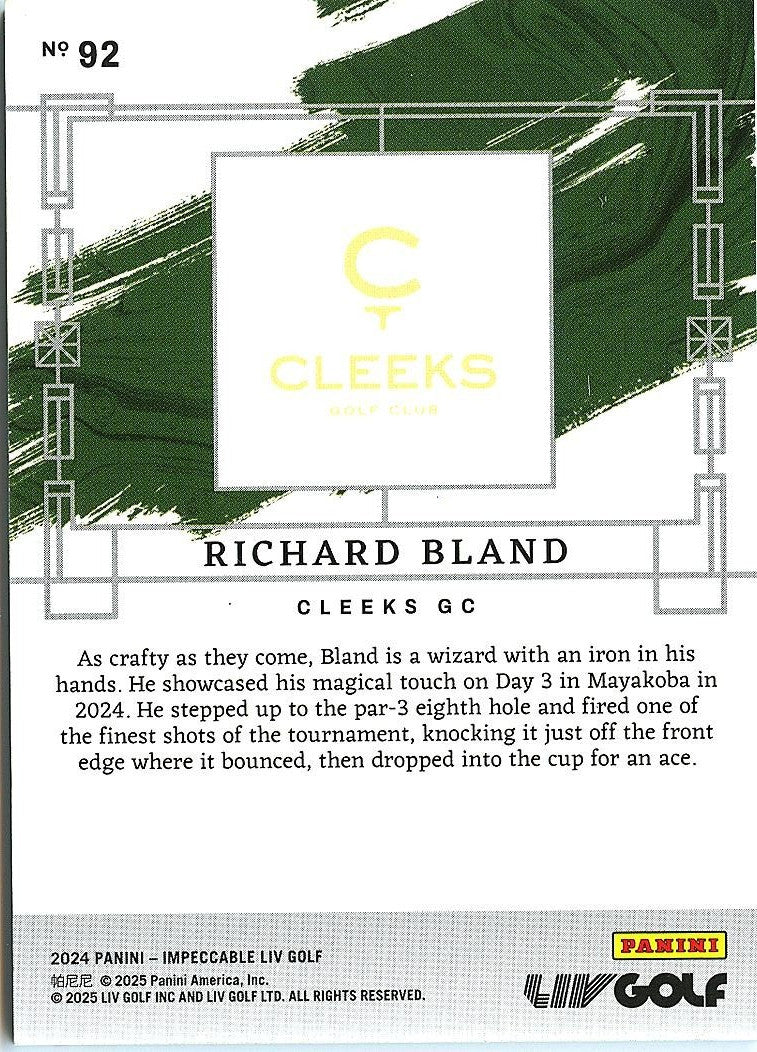 Richard Bland 2024 Impeccable Red Rookie RC Cleeks GC 5/36 #92