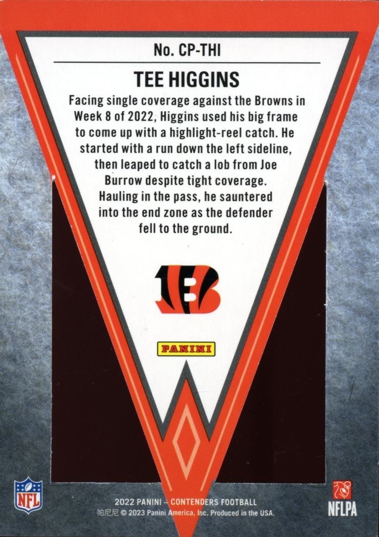 Tee Higgins 2022 Contenders Pennant SSP CASE HIT Cincinnati Bengals