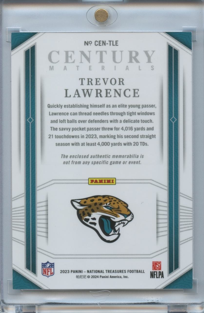 Trevor Lawrence 2023 National Treasures 3 Color Jersey Patch Jaguars 45/49