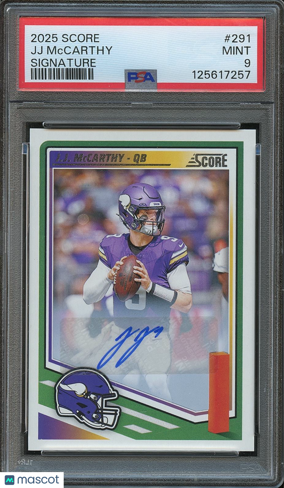 J.J. Mccarthy 2025 Score Auto Autograph 2nd Year Minnesota Vikings #291 PSA 9