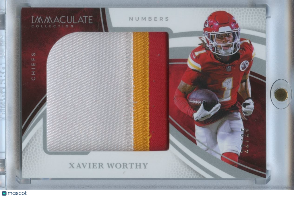 Xavier Worthy 2025 Immaculate Numbers Jersey Patch Kansas City Chiefs 22/25