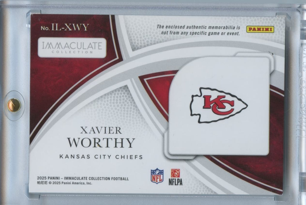 Xavier Worthy 2025 Immaculate Numbers Jersey Patch Kansas City Chiefs 22/25