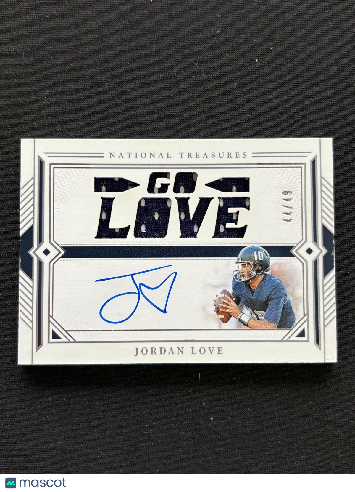 Jordan Love 2024 National Treasures Auto Autograph Patch Utah St. Packers 44/49