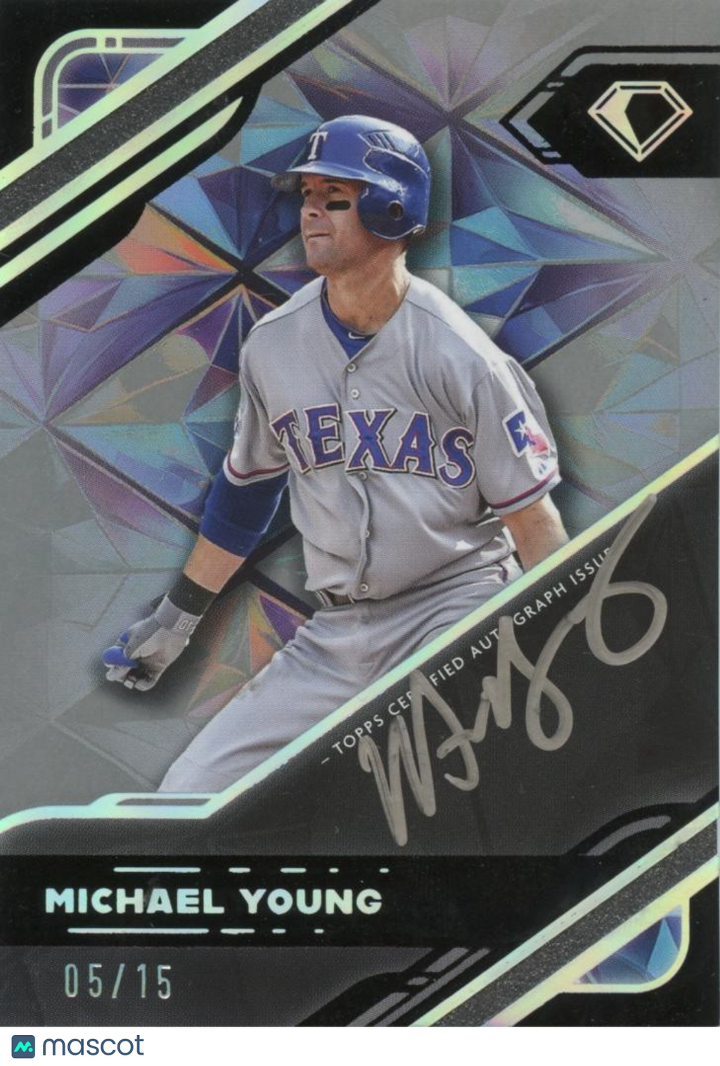 Michael Young 2025 Diamond Icons Auto Autograph Texas Rangers 5/15