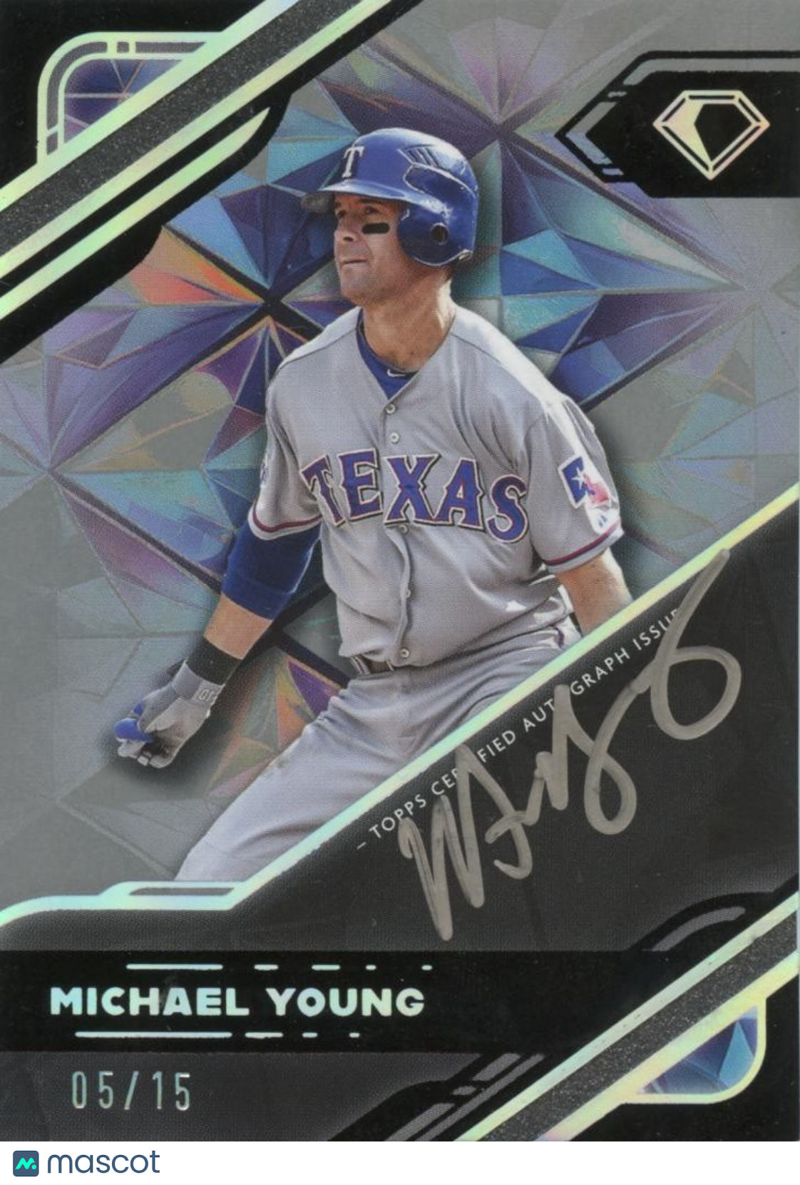 Michael Young 2025 Diamond Icons Auto Autograph Texas Rangers 5/15