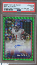 Malik Nabers 2024 Topps Chrome Green Auto Autograph RC Rookie 80/99 Giants PSA 9