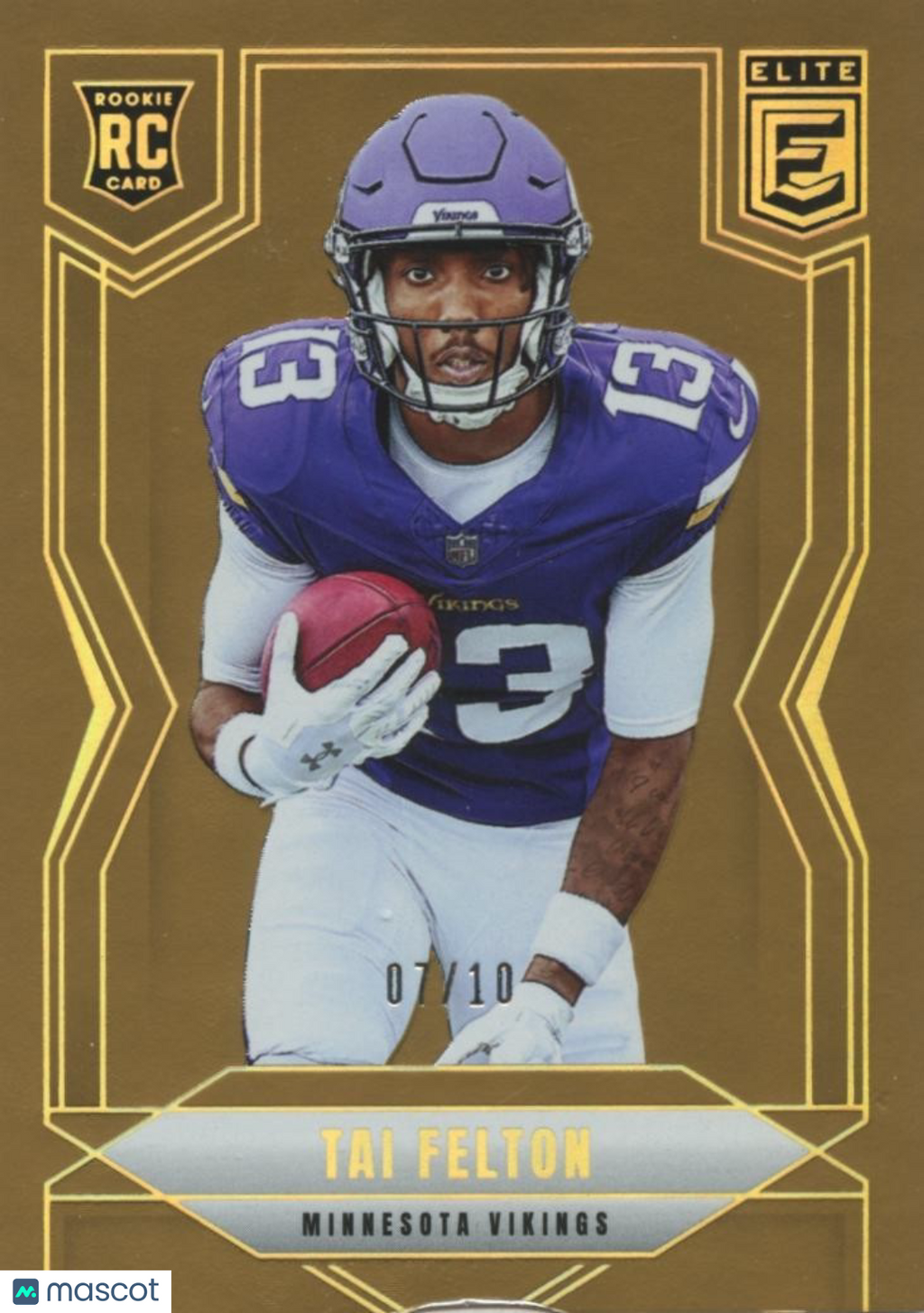 Tai Felton 2025 Elite GOLD SSP Rookie RC Minnesota Vikings 7/10