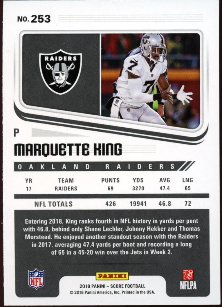 Marquette King 2018 Score Red Zone SSP Oakland Raiders 4/20 #253