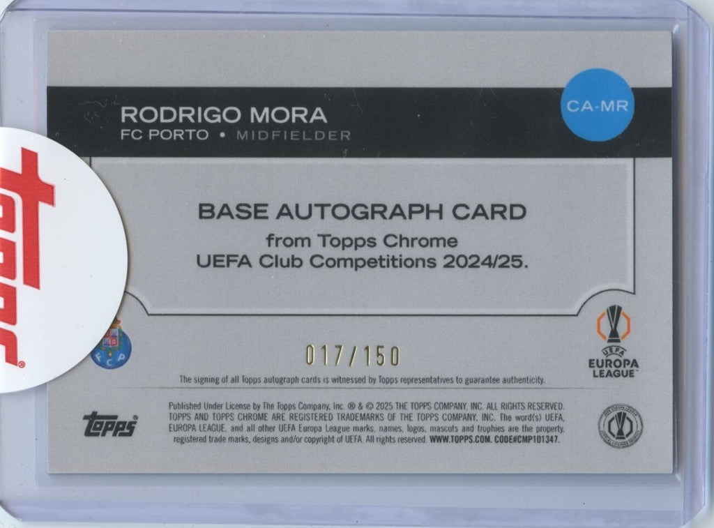 Rodrigo Mora 2025 Topps Chrome Blue Auto Autograph RC FC Porto 17/150