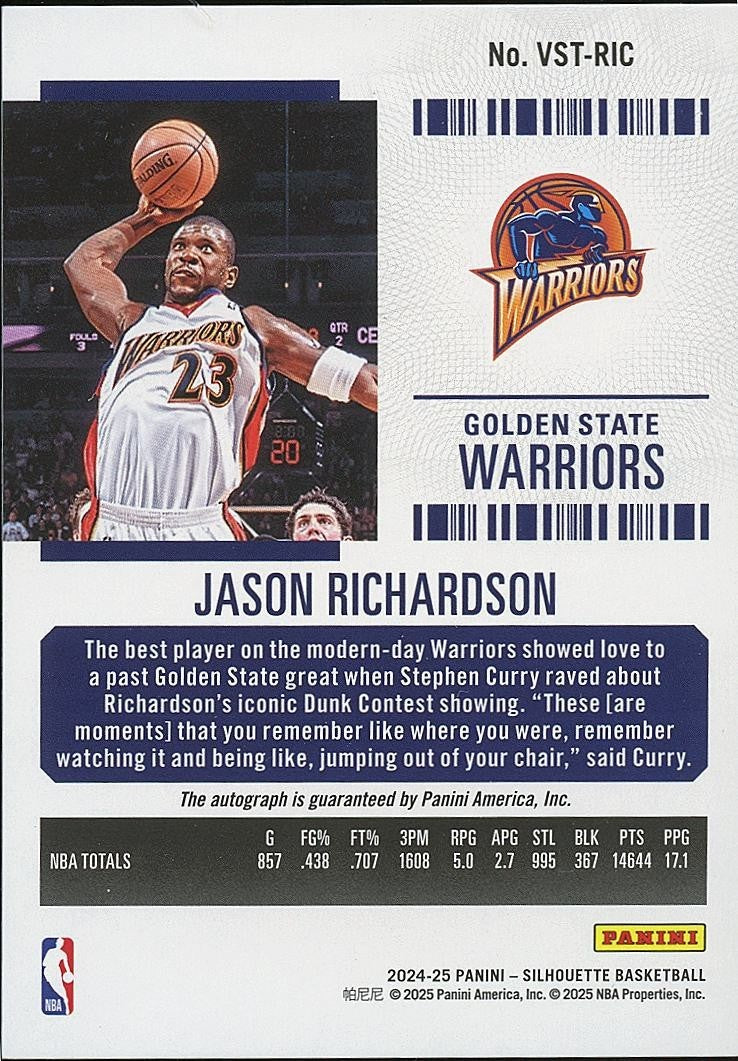 Jason Richardson 2024-25 Contenders Cracked Ice Auto Autograph Warriors 4/25