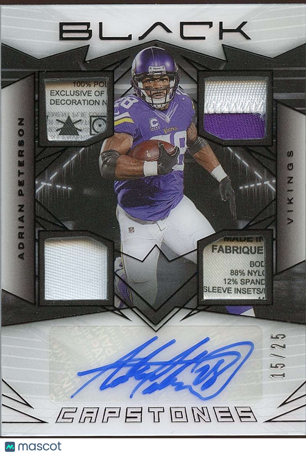 Adrian Peterson 2024 Black Capstones Auto Autograph Patch Vikings 15/25